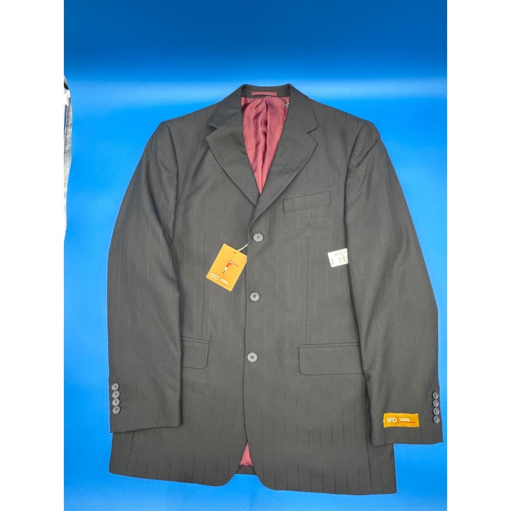 Mens‎ SFD Founders Collection Black Pinstripe Suit Jacket Size 40/34 LG - $250